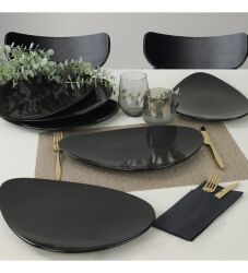 Keramika Siyah Oscar Servis/Sunum Tabağı 35 Cm - Keramika