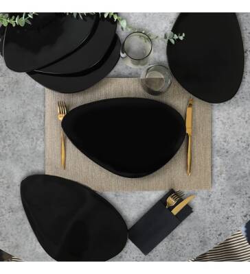 Keramika Siyah Oscar Servis/Sunum Tabağı 35 Cm - 2