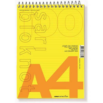 Uc Bloknot A4 Spr.100 Yaprak Renkli Sarı Kareli - 1